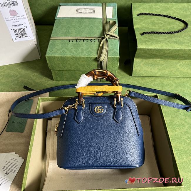Gucci Diana Mini Tote Bag Blue Leather 715775 20 x 16 x 8.5 CM - 1