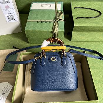Gucci Diana Mini Tote Bag Blue Leather 715775 20 x 16 x 8.5 CM