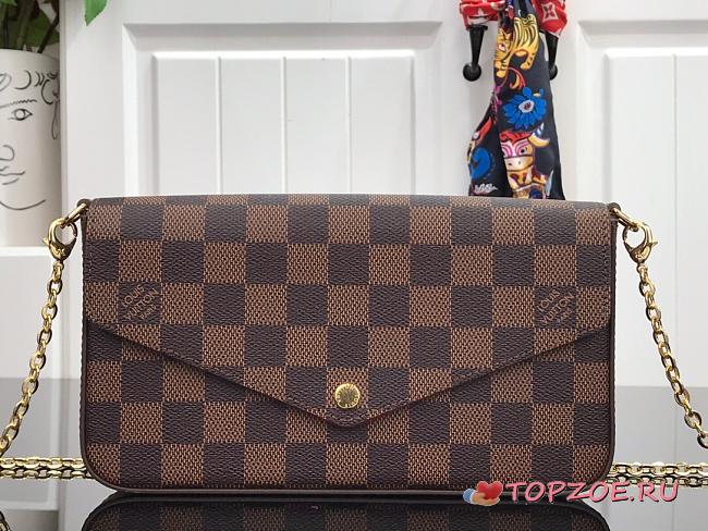 LV FÉLICIE POCHETTE DAMIER EBENE CANVAS M61276S – SIZE 21 X 12 X 3CM - 1