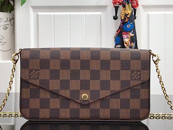 LV FÉLICIE POCHETTE DAMIER EBENE CANVAS M61276S – SIZE 21 X 12 X 3CM