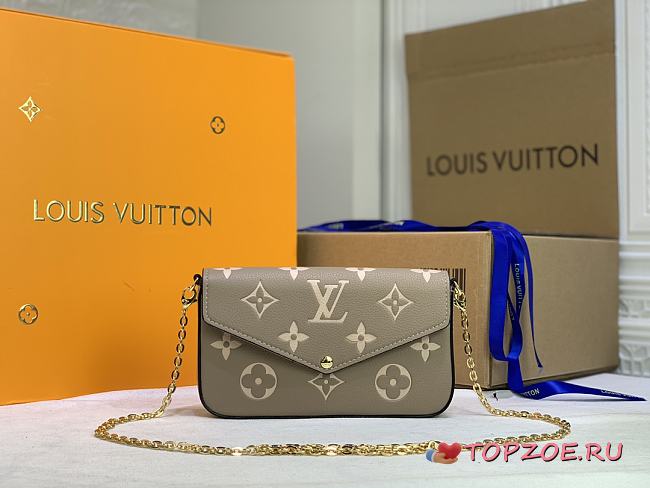 LV POCHETTE FELICIE BICOLOUR BEIGE M80482 –  SIZE 21 X 12 X 3CM - 1