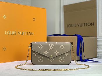 LV POCHETTE FELICIE BICOLOUR BEIGE M80482 –  SIZE 21 X 12 X 3CM