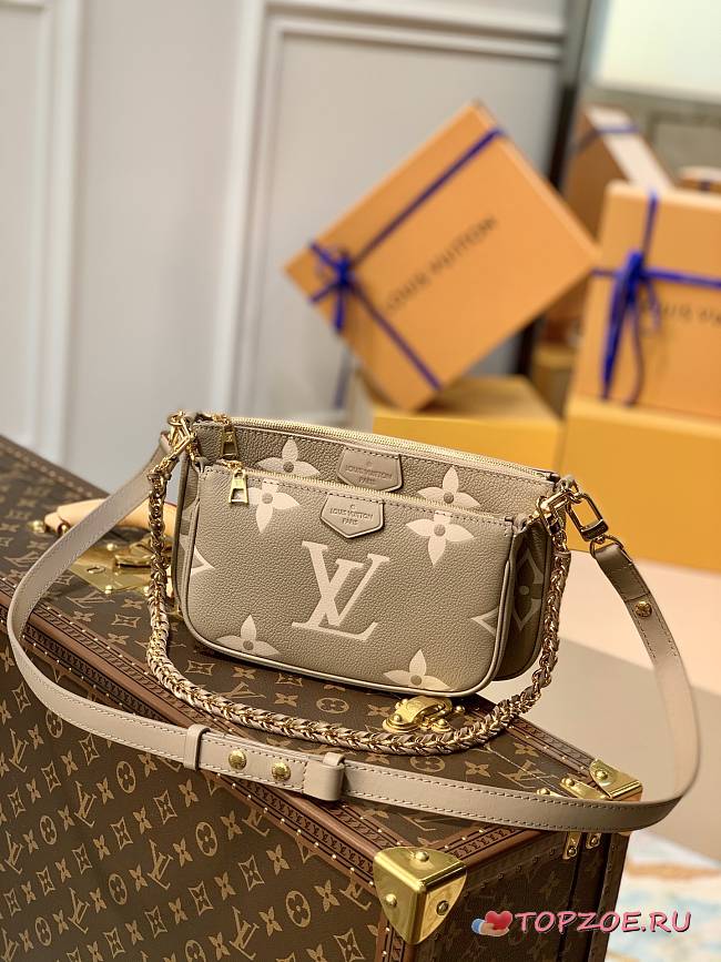 LV MULTI POCHETTE ACCESSOIRES Tourterelle Gray/Cream M45777 SIZE 25x14.5x4.5 CM  - 1
