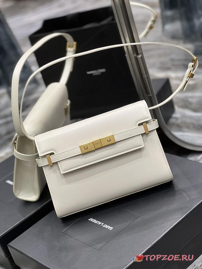 YSL Manhattan Leather Shoulder Bag In Crema Soft 24x17.5x6cm - 1