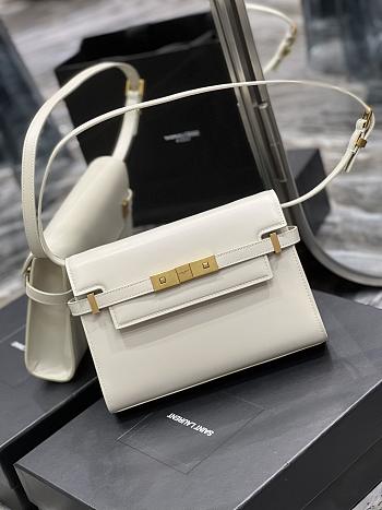 YSL Manhattan Leather Shoulder Bag In Crema Soft 24x17.5x6cm
