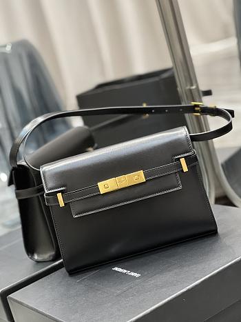 YSL Manhattan Leather Shoulder Bag In Crema Soft black 24x17.5x6cm
