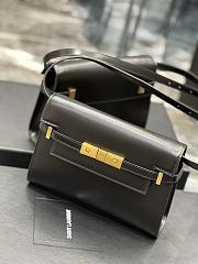 YSL Manhattan Leather Shoulder Bag In Crema Soft black 24x17.5x6cm - 2
