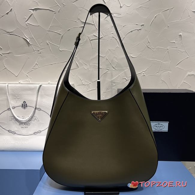Prada Large Leather Shoulder Bag With Topstitching 02 40x30x9cm - 1