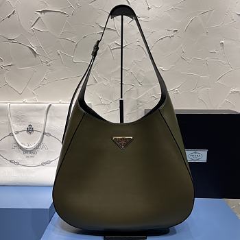 Prada Large Leather Shoulder Bag With Topstitching 02 40x30x9cm