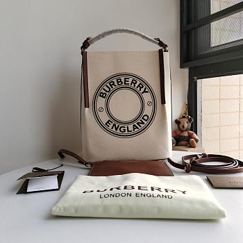 Burberry Small Logo Graphic Cotton Canvas Peggy Bucket Bag 21X16.5X25CM