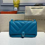 Bvlgari Serpenti Cabochon Deep Jade Calf Leather And Enamel Shoulder Bag 22.5*15*10Cm - 1