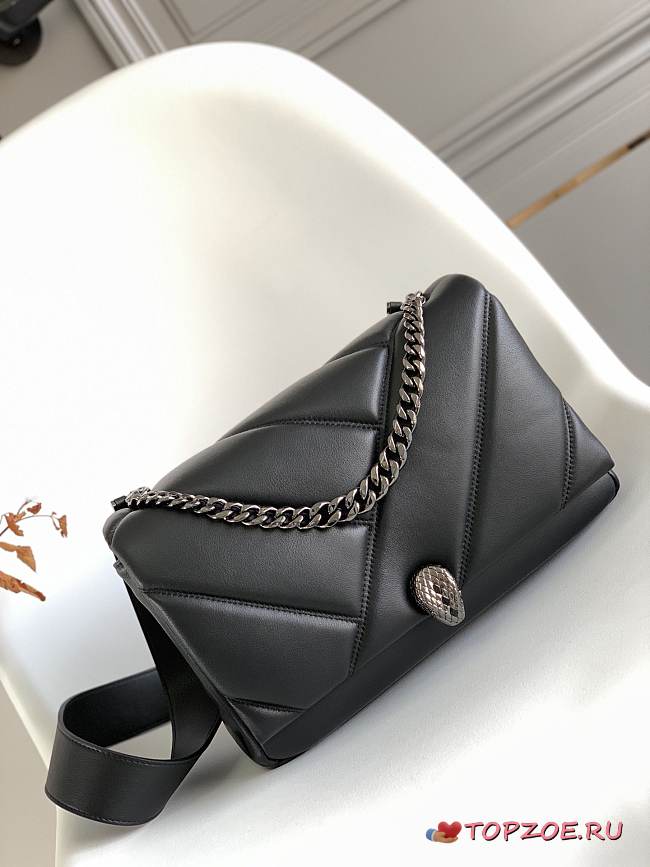 Bvlgari Serpenti Cabochon Deep Jade Calf Leather And Enamel Shoulder Bag01 27*18*11cm - 1