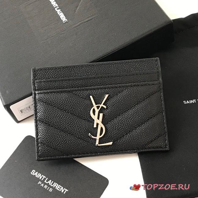 YSL Grain de Poudre Leather Card Case 7x10x0.7cm - 1