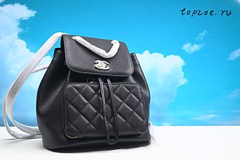 CHANEL GRAINED CALFSKIN GOLD-TONE METAL BACKPACK BLACK  W24 x H26 x D14cm