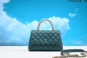 CHANEL MINI FLAP BAG WITH TOP HANDLE TEAL BLUE A93749 SIZE  23cm - 1