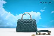 CHANEL MINI FLAP BAG WITH TOP HANDLE TEAL BLUE A93749 SIZE  23cm - 4