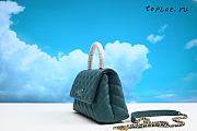 CHANEL MINI FLAP BAG WITH TOP HANDLE TEAL BLUE A93749 SIZE  23cm - 3