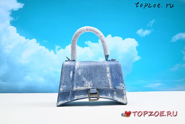 BALENCIAGA HOURGLASS SMALL TOP HANDLE BAG IN INDIGO 19*8*11CM - 1
