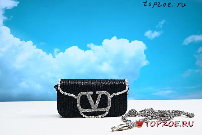 Valentino Garavani Loco Small VLOGO Sequin Shoulder Bag 19.5  x 9  x 5 cm - 1