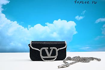 Valentino Garavani Loco Small VLOGO Sequin Shoulder Bag 19.5  x 9  x 5 cm