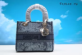 DIOR LADY D-LITE EMBROIDERED BAG   SIZE 24 x 20 x 11 CM