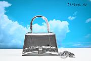 BALENCIAGA HOURGLASS SMALL TOP HANDLE BAG CROCODILE SILVER 5935461  23x10x14 CM - 1