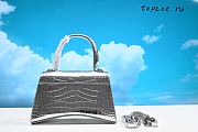BALENCIAGA HOURGLASS SMALL TOP HANDLE BAG CROCODILE SILVER 5935461  23x10x14 CM - 2