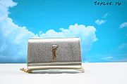 YSL KATE SMALL CLUTCH BAG SMOOTH LEATHER SILVER 326076 Size 24 x 14.5 x 5 cm - 1