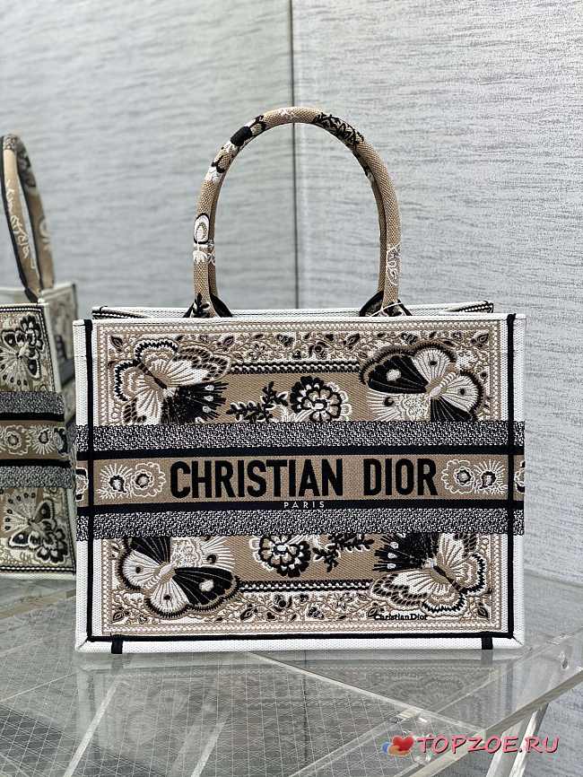 dior book tote flower butterfly01  36x18x28cm - 1
