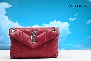 YSL LOULOU PUFFER  IN RED LAMBSKIN 577476 SIZE 29 x 17 x 11 CM - 1