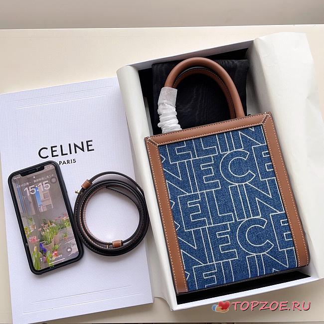 celine Mini Vertical Cabas In Triomphe Canvas 17.0x20.0x4.0cm - 1