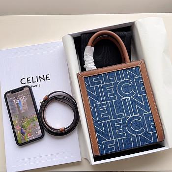 celine Mini Vertical Cabas In Triomphe Canvas 17.0x20.0x4.0cm