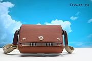 Burberry Note Crossbody Bag Leather with Vintage Check Canvas Medium 25CM x 17CM x 9CM - 1