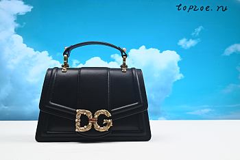 Dolce & Gabbana Black Leather  Top Handle Bag 27x8x17cm