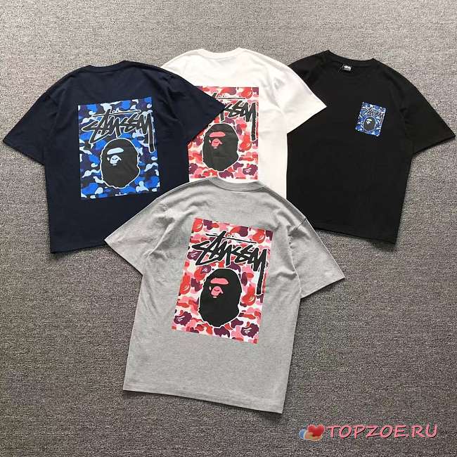 Camiseta Stussy BAPE Red Camo Stussy Bape Red Camo Tee - 1