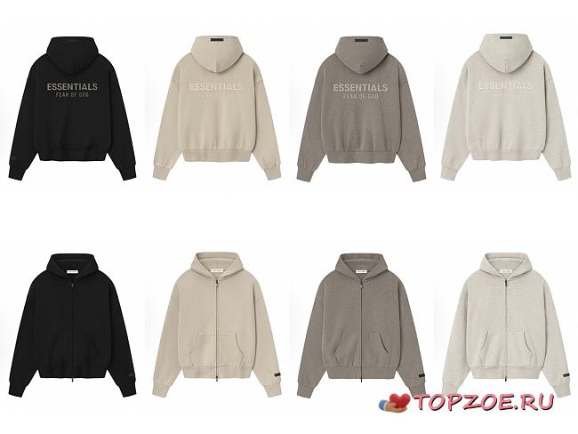Sudadera con capucha y cremallera Classic Fleece Essentials de Fear of God Fear of God Essentials Classic Fleece Zip-Up Hoodie - 1