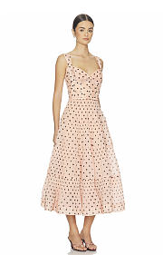 Vestido midi plisado y drapeado de Zimmermann con estampado de lunares rosas zimmermann pleated draped midi dress pink dot print - 5