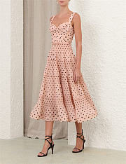 Vestido midi plisado y drapeado de Zimmermann con estampado de lunares rosas zimmermann pleated draped midi dress pink dot print - 2