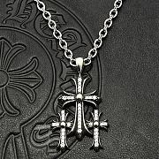 Cadena gruesa con cruz HL77B20, collar clásico de alta calidad con colgante de tres cruces incrustado de diamantes de Chrome Hearts. - 1