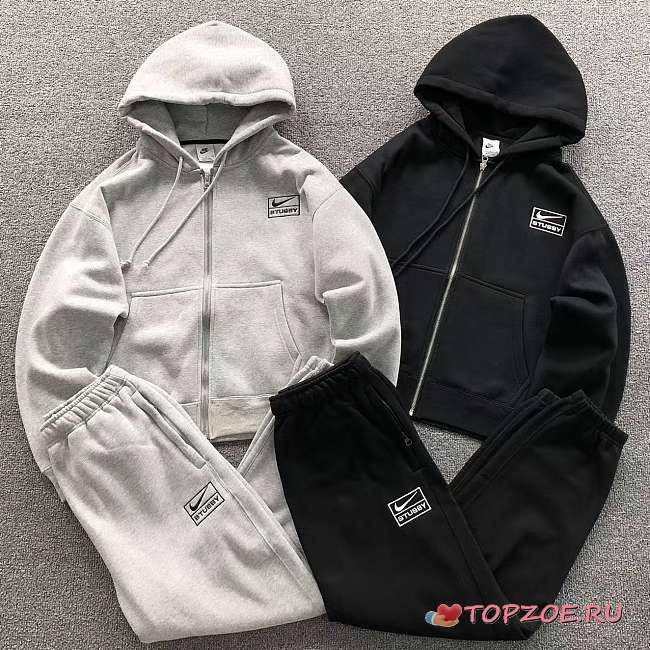 Conjunto de Sudadera con Capucha y Cremallera de Felpa Nike x Stussy Stussy x Nike Fleece Zip Hoodie Full Set - 1