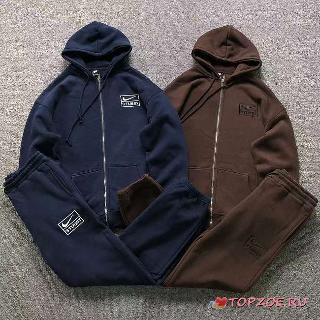 Chándal de Felpa Lavado a la Piedra Nike x Stussy FW25 Stussy Nike FW25 Stone Washed Fleece Zip Hoodie Tracksuit - 1