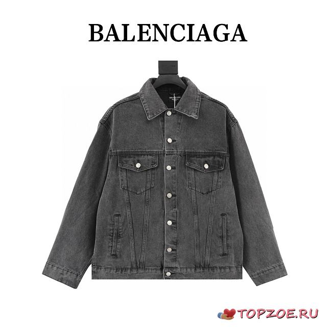 Chaqueta Denim Lavada con Logo Bordado Balenciaga Balenciaga Embroidered Logo Washed Denim Jacket - 1
