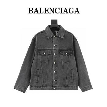 Chaqueta Denim Lavada con Logo Bordado Balenciaga Balenciaga Embroidered Logo Washed Denim Jacket