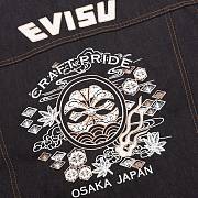 Chaqueta Denim con Bordado de Flor Japonesa y Kamon Evisu Evisu Kamon Flower Embroidered Denim Jacket - 2