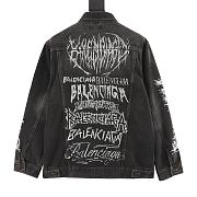 Chaqueta Denim Lavada con Estampado Estilo Gótico Sánscrito Balenciaga Balenciaga Printed Washed Denim Jacket - 5
