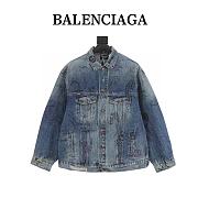 Chaqueta Denim Lavada con Grafitis Pintados a Mano Balenciaga Balenciaga Hand-Painted Graffiti Washed Denim Jacket - 1