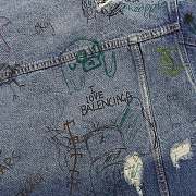 Chaqueta Denim Lavada con Grafitis Pintados a Mano Balenciaga Balenciaga Hand-Painted Graffiti Washed Denim Jacket - 2