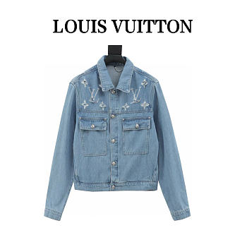 Chaqueta Denim Lavada con Efecto Roto Monograma Louis Vuitton Louis Vuitton Monogram Distressed Washed Denim Jacket