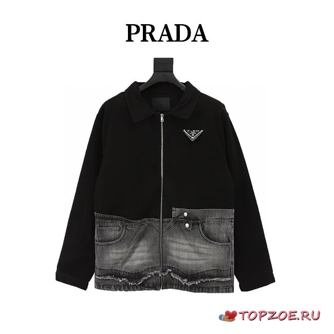 Chaqueta Vaquera Lavada con Placa Triangular Prada Prada Washed Triangle Logo Denim Jacket - 1