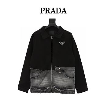 Chaqueta Vaquera Lavada con Placa Triangular Prada Prada Washed Triangle Logo Denim Jacket